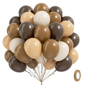 lot 73248 image: 60pcs Brown Balloons 12inch with Dark Brown Coffee Nude Sand White Balloons for Boho Neutral Cowboy Baby Shower Birthday Party Decorations - Retail $6