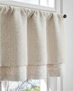 lot 73253 image: Faux Linen Valance Kitchen Curtain Light Filter Double Layer 18in - Retail $20