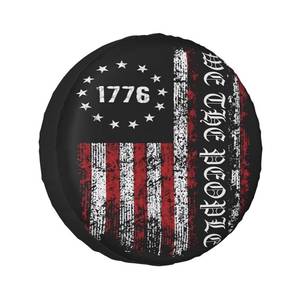 lot 73275 image: Vintage America American Flag Spare Tire Cover Weatherproof Wheel Protectors Dust-Proof Sun Protection Wheel Tire Covers Universal Fit for Truck SUV RV Camper Trailer Car Accessories 15 inch - Retail $19