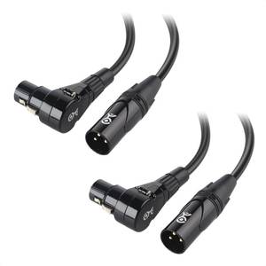 lot 73288 image: Cable Matters 2-Pack Right Angle XLR Cable, XLR Microphone Cable - 3ft, Oxygen-Free Copper (OFC) Microphone Right Angle Cord, Mic Cord, Black - Retail $18