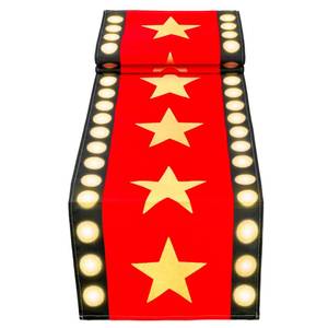 lot 73319 image: 13 x 72 Inch Movie Night Table Runner with Gold Star Design - Red Carpet Decoration for Birthday Party Supplies��red�� - Retail $9