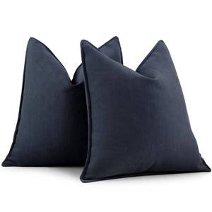 lot 73322 image: Navy Pillow Covers 18x18 Set of 2 Chenille Throw Pillow Covers with Elegant Design Soft and Luxurious Decorative Throw Pillows for Couch, Bed, and Home Decor - Retail $20