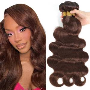 lot 73323 image: #4 Dark Brown Body Wave Bundles Chocolate Brown Human Hair Bundles 16 18 20 Inch Unprocessed Virgin 3 Bundles Human Hair Extensions 100G Per Bundle for Women - Retail $99