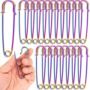 lot 73336 image: 3 Inch Rainbow Large Safety Pins Heavy Duty for Thick Fabric 30PCS - Extra Large Giant Colored Safety Pin for Canvas Blankets Skirts Jewelry Decorative - Retail $17