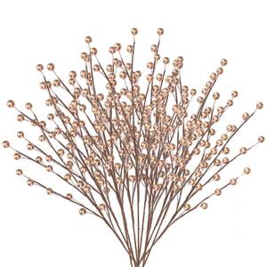 lot 73339 image: 12 Pack Artificial Gold Berry Stems 14 Fake Holly Berry Picks for Christmas Tree DIY Wreath Crafts Vase Fireplace Home Decor - Retail $10