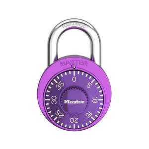 lot 73347 image: Master Lock Locker Lock Combination Padlock 1 Pack Purple, 1526EC - Retail $9