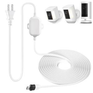 lot 73351 image: Weatherproof Power Cord for Spotlight Cam PlusPro (Battery), 25ft USB-C Outdoor Charging Cable for Continuous Camera Power Supply, White - Retail $20