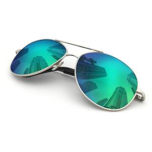 lot 73359 image: JS Premium Military Style Classic Aviator Sunglasses, Polarized, 100% UV protection for Men Women (Medium Frame - Silver FrameGreen Mirror Lens) - Retail $20