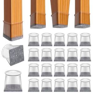 lot 73363 image: Chair Leg Floor Protectors Square Chair Leg Protectors for Hardwood Floors Silicone Pads Covers to Protect Floors Clear- 15 Pcs Square XL (1-12 to 1-78 - Retail $19