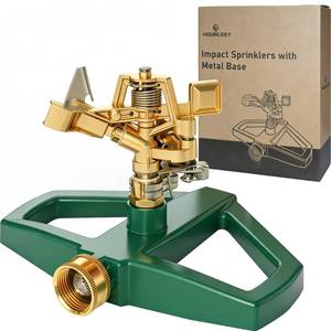lot 73365 image: Impact Pulsating Sprinklers for Yard - Heavy Duty Lawn Sprinkler with Metal Base, Adjustable Rotating 360 Degree for Large Area Garden, Coverage up to 5,800 Sq. Ft - Retail $19