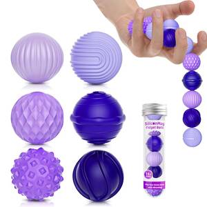 lot 73388 image: Silicone Magnetic Balls, Fidget Toys, 6-Pack Stress Relief Toys for Adults, Teens, Sensory Toy for Fingers Hands, Quiet Office Desk Toys with Textures, Magnet Fidget Fun Gift (Purple) - Retail $10