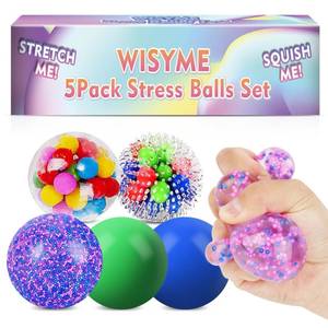lot 73401 image: 3PACK Stress Balls for Adults Size 2.36 inches, Squishy Balls for Adults Stress Relief, Squishies Ball Sticky Balls, Squeeze Balls Colorful Balls (3pcs available) - Retail $10