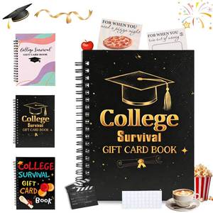 lot 73422 image: College Gift Card Book, 7 x 5 Inch 27 Pages Graduation Gift Wrap Card Book 2026, High School Graduation Gift Card Books Leaving Home High University School Care Package Cash Holder (Black Gold) - Retail $5