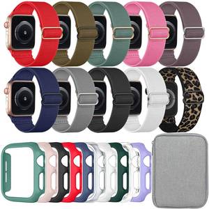lot 73432 image: 10 Pack Nylon Stretchy Band Compatible with Apple Watch Bands 40mm 41mm 42mm 44mm 45mm 46mm for Women Men, Watch Case(Compatible for Apple Watch Series 11 10 9 8 7 6 5 4 3 SE2 (missing pieces) - Retail $25