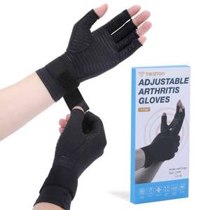 lot 73455 image: Copper Infused Compression Arthritis Gloves with Wrist Strap for Hand Pain, Carpal Tunnel, Tendonitis, Swelling, Crocheting, Typing, Fits Women & Men (SmallMedium, 1 Pair) - Retail $12