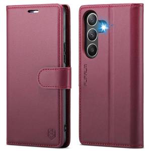 lot 73467 image: Wallet Case for Samsung Galaxy S26 6.3, RFID Blocking Credit Card Holder, PU Leather Folio Flip Kickstand Protective Shockproof Cover for Galaxy S26 (Red, Samsung Galaxy S26) - Retail $20