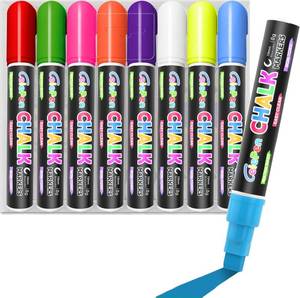 lot 73474 image: Window Chalk Markers for Cars Glass Washable, 8 Colors Jumbo Liquid Chalk Marker Pens with 10mm 3 in 1 Nib Wide Tip, Chalkboard Markers Car Window Paint Pen for Auto, Mirror, Poster - Retail $14