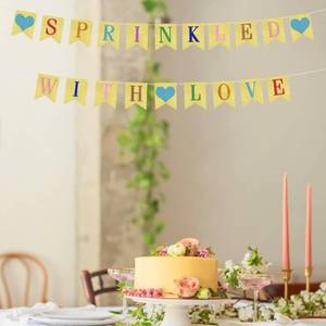lot 73491 image: Sprinkled with Love Banner Decoration,Glitter Color English Baby Shower Decorations - Baby Birthday Banner, Party Photo Backdrop Decoration Props - Retail $22,354