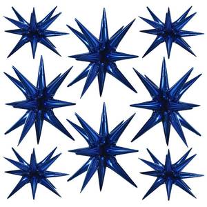 lot 73497 image: 8 Pcs Navy Blue Foil Star Balloons Large Mylar Explosion Balloons for Party Backdrop Christmas New Year Birthday Wedding Baby Shower Anniversary Photo Booth Supplies - Retail $9