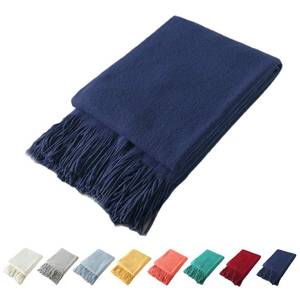lot 73505 image: Homiest Navy Blue Knitted Throw Blanket with Fringe, 50x60 Inch - Retail $24