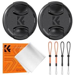 lot 73531 image: K&F CONCEPT 67mm Front Lens Cap Cover Kit, 5-in-1 Center Pinch Lens Cover  Anti-Loss Keeper  Microfiber Cleaning Cloth Compatible with Canon, Nikon, Sony, Fujifilm Camera Lenses with 67mm Thread( no fiber cleaning cloth) - Retail $6