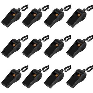 lot 73537 image: Plastic Whistle with Lanyard, Loud Clear Black Whistles Bulk Great for Coaches, Referees, and Officials - Retail $8