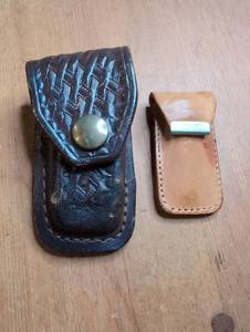 lot 1512 image: 2 Leather Cases - Knife Holster  Clipper Case