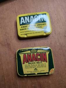 lot 1513 image: Vintage Anacin Analgesic Tablet Tins - 2 ct&nbsp