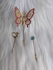 lot 3099 image: Decorative Hat Pins Pieces Butterfly Heart Star - 3 ct