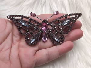 lot 3103 image: Butterfly Brooch Pin with Faceted Stones and Rhinestones