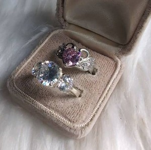 lot 3163 image: 2 Cubic Zirconia Rings Pink and Clear Stone Settings