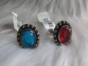lot 3164 image: Blue Topaz and Red Costume Rings Size 8 German Silver -2 ct