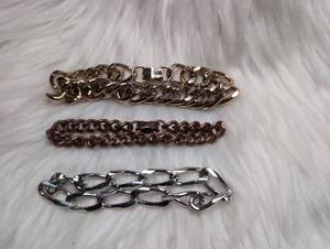 lot 3207 image: 3 Chain Link Bracelets Gold Copper Silver Tone