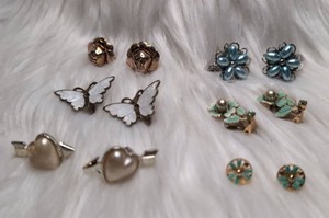 lot 3312 image: Fashion Jewelry Flowers, Hearts &amp Butterfly Assorted Styles (clip on  1 stud) - 6 ct