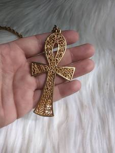lot 3411 image: Ankh Cross Pendant Necklace with Chain