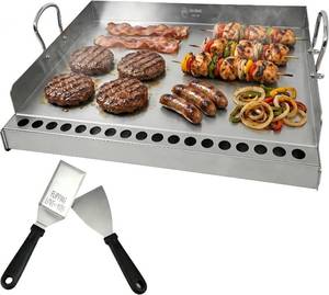 Universal Stainless Flat Top Griddle Insert for Gas & Charcoal Grills, 23x16