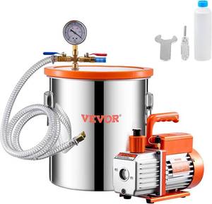 lot 6756 image: Rogvog 3.5 Gallon Vacuum Chamber &amp Pump Kit, Stainless Degassing