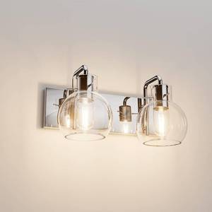 lot 6767 image: Tipace Chrome Vanity Light, 2-Light Stainless Steel Globe Glass Wall Sconce