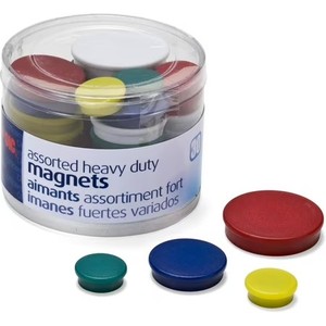lot 6778 image: Officemate Heavy-Duty Magnets, Assorted Colors, Pack Of 30 (92501)