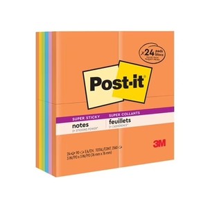 lot 6783 image: Post-it Super Sticky Notes, Energy Boost Collection, 3 in. x 3 in., 24 Pads