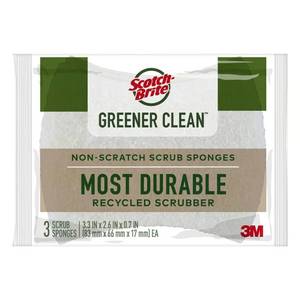 lot 6786 image: Scotch-Brite Greener Clean Non-Scratch Scrubber Sponge, 4.5 in, 3 pk
