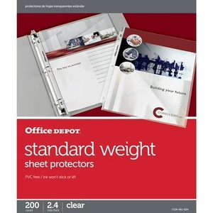 lot 6791 image: Office Depot Sheet Protectors, 8.5 x 11 in, Clear, Pack of 200, OD491694