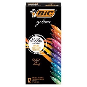 lot 6797 image: BIC Gel-ocity Quick Dry Retractable Gel Pens, Assorted Colors, Pack of 12