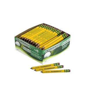 lot 6804 image: Ticonderoga Short Golf Wood Pencils, #2 HB, With Erasers, Yellow, 72 Count