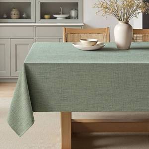 lot 6835 image: MIULEE Linen Tablecloth 52 x 70 in, Waterproof & Stain-Resistant, Sage Green