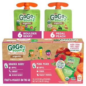lot 6875 image: GoGo squeeZ No Sugar Added Organic Applesauce & Puree Variety Pack