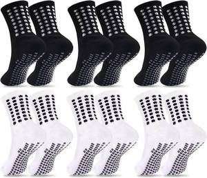lot 6880 image: Duufin 6 Pairs Kids Soccer Grip Socks Cushioned Non-Slip 6-15 Years