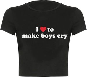 lot 6881 image: Baby Tees for Teen Girls Y2K Letter Print Crop Top Grunge Women T-Shirt - L