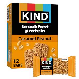 lot 6917 image: KIND Breakfast Protein Bars, Caramel Peanut, 8g Protein, Gluten Free, 6 ct