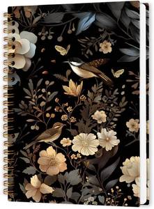 lot 6920 image: Vintage Botanical Floral Bird Spiral Notebook 5.5x8.3 In